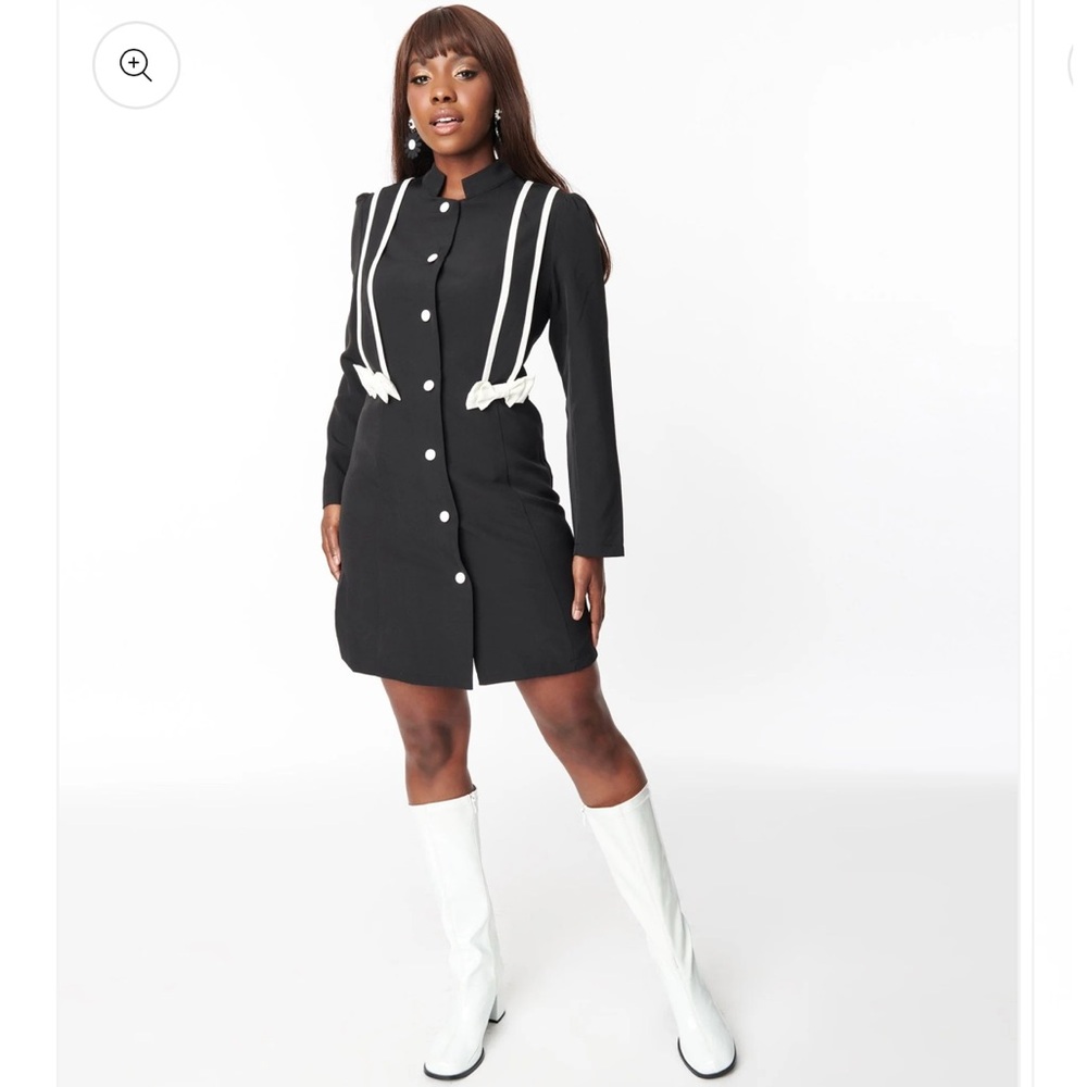 Unique Vintage Lively Ghosts coat dress Halloween NWT black white